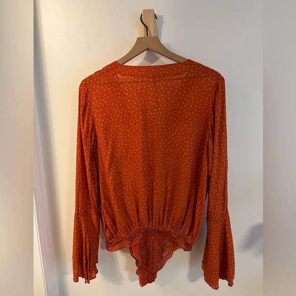 Free People Makin' Waves Bodysuit Polka Dot Terra Cotta - Picture 7 of 11